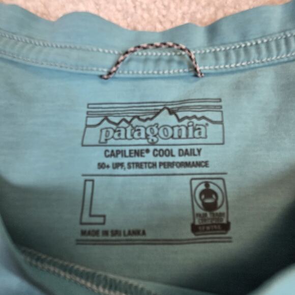 Patagonia Capilene Cool Daily Graphic Long-Sleeve Shirt Mens Large Aqua Flaw - Picture 4 of 7